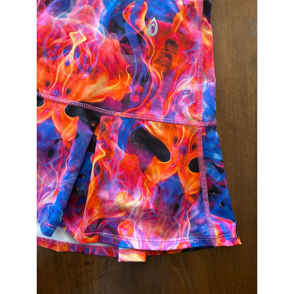 Dona Jo Athletic Skort Pickleball Tennis Colorful Vibrant Flame Print Pockets L - Picture 4 of 8